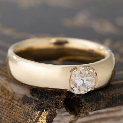 .77ct Old Mine Cut Diamond Flush Set Ring