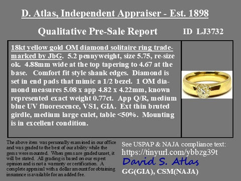 .77ct Old Mine Cut Diamond Flush Set Ring