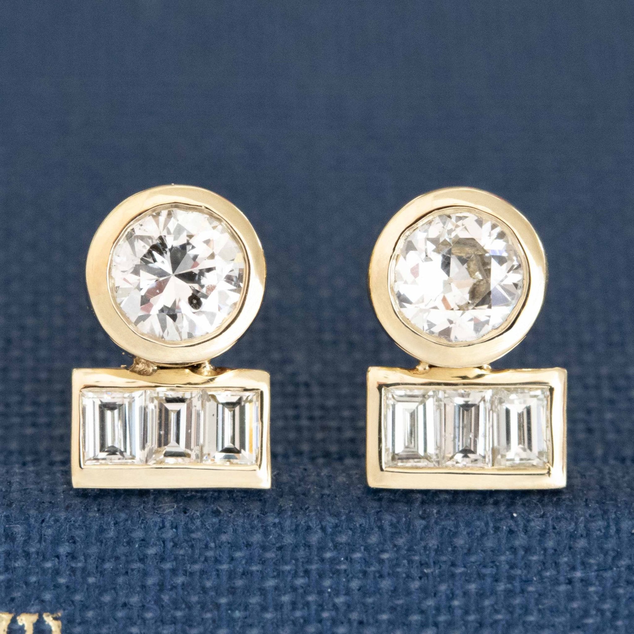 .77ctw Vintage Diamond Bezel Stud Earrings