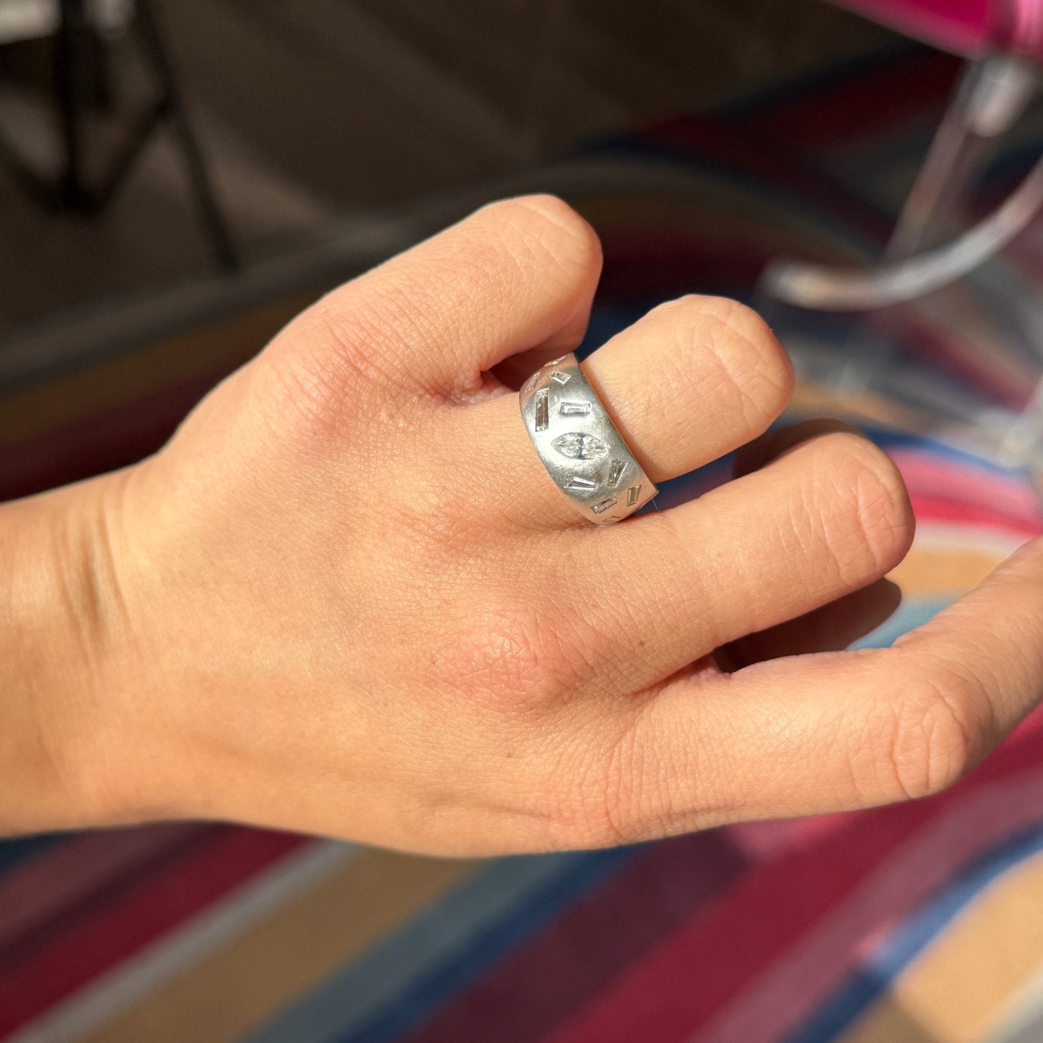 .77ctw Vintage Marquise & Baguette Mixed Cut Diamond Band