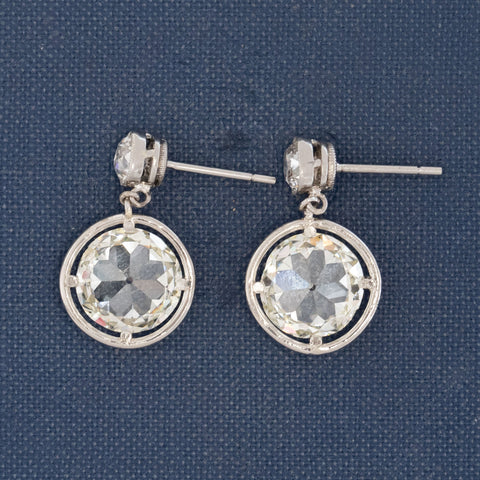 7.80ctw Art Deco Double Diamond Drop Earrings