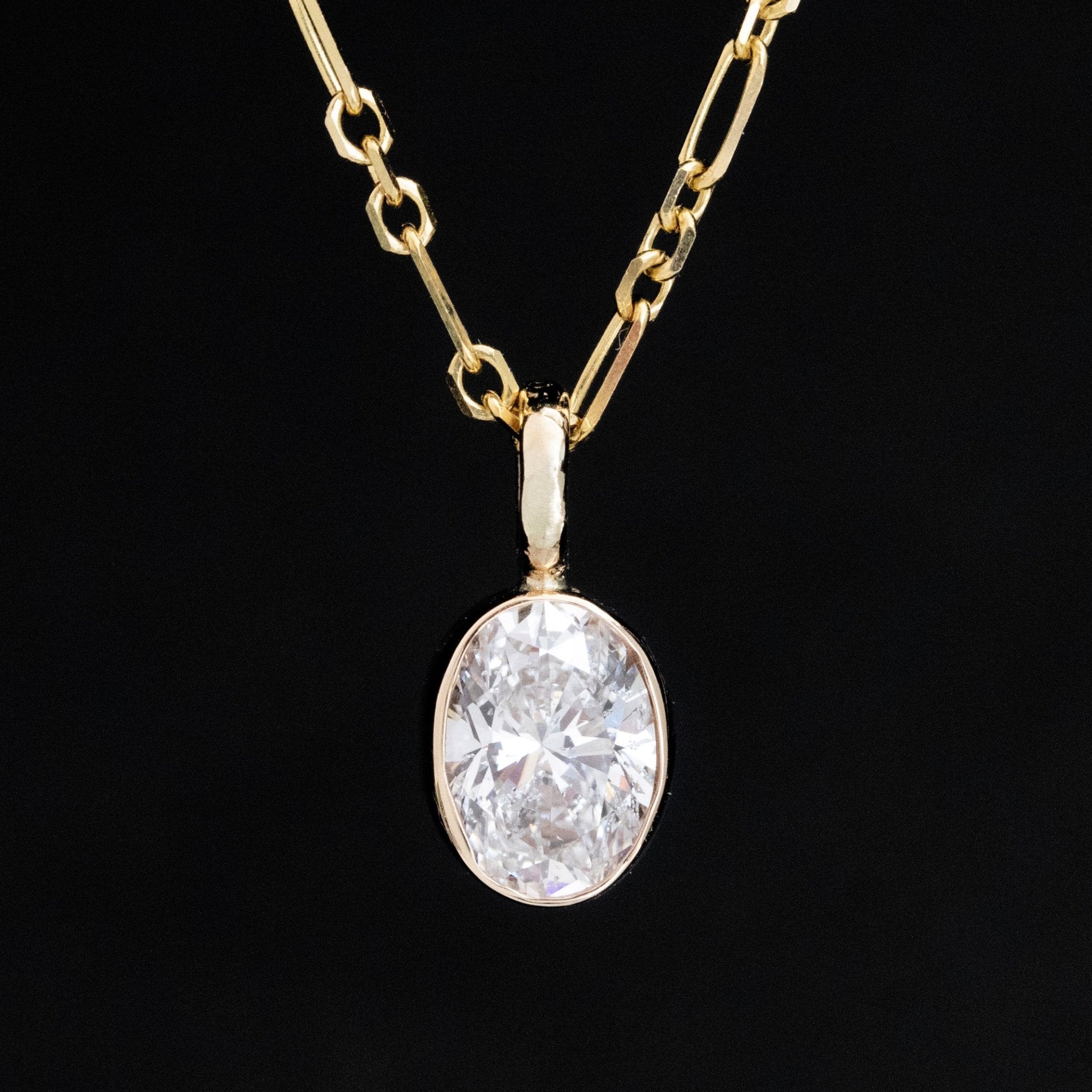 .78ct Vintage Oval Cut Diamond Bezel Pendant