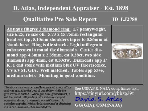 .78ctw Old European Cut Diamond Trilogy Ring