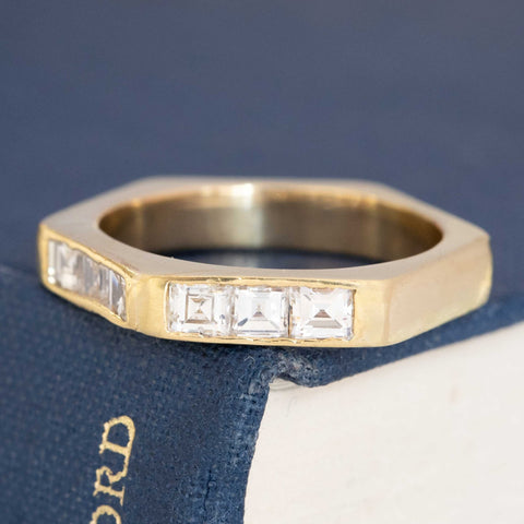 .78ctw Vintage Carre Cut Diamond Hexagonal Shank Band