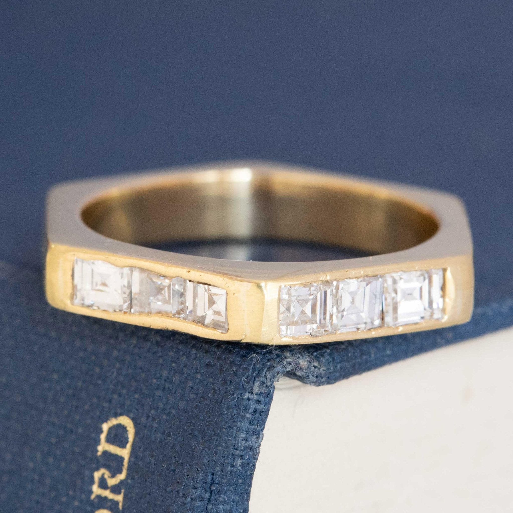 .78ctw Vintage Carre Cut Diamond Hexagonal Shank Band