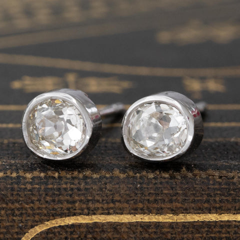 .79ctw Old Mine Cut Diamond Stud Earrings