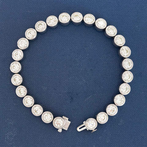 8.01ctw Old European Cut Diamond Bezel Tennis Bracelet in Platinum