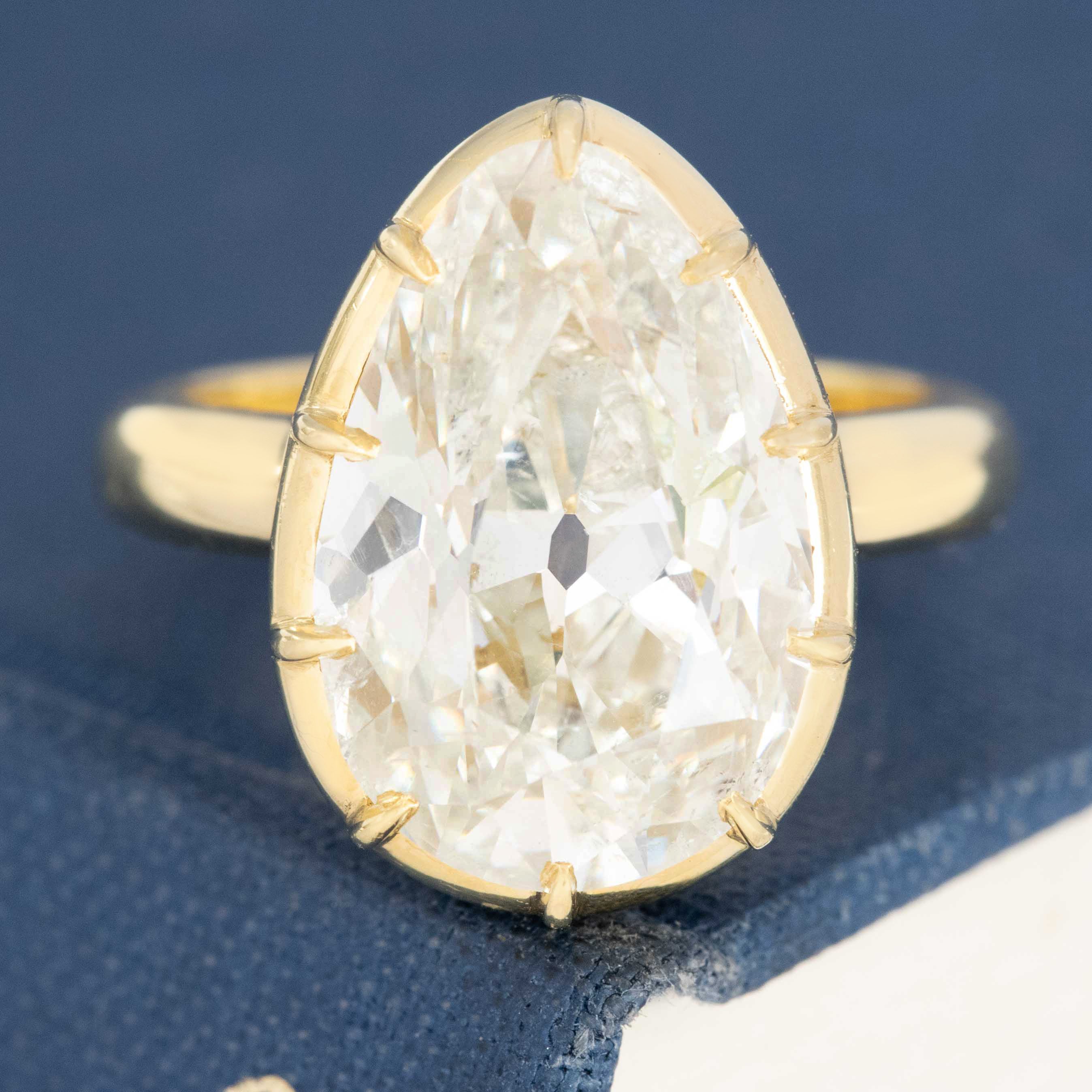 8.04ct Pear Cut Diamond Collet Solitaire, IGI J SI2