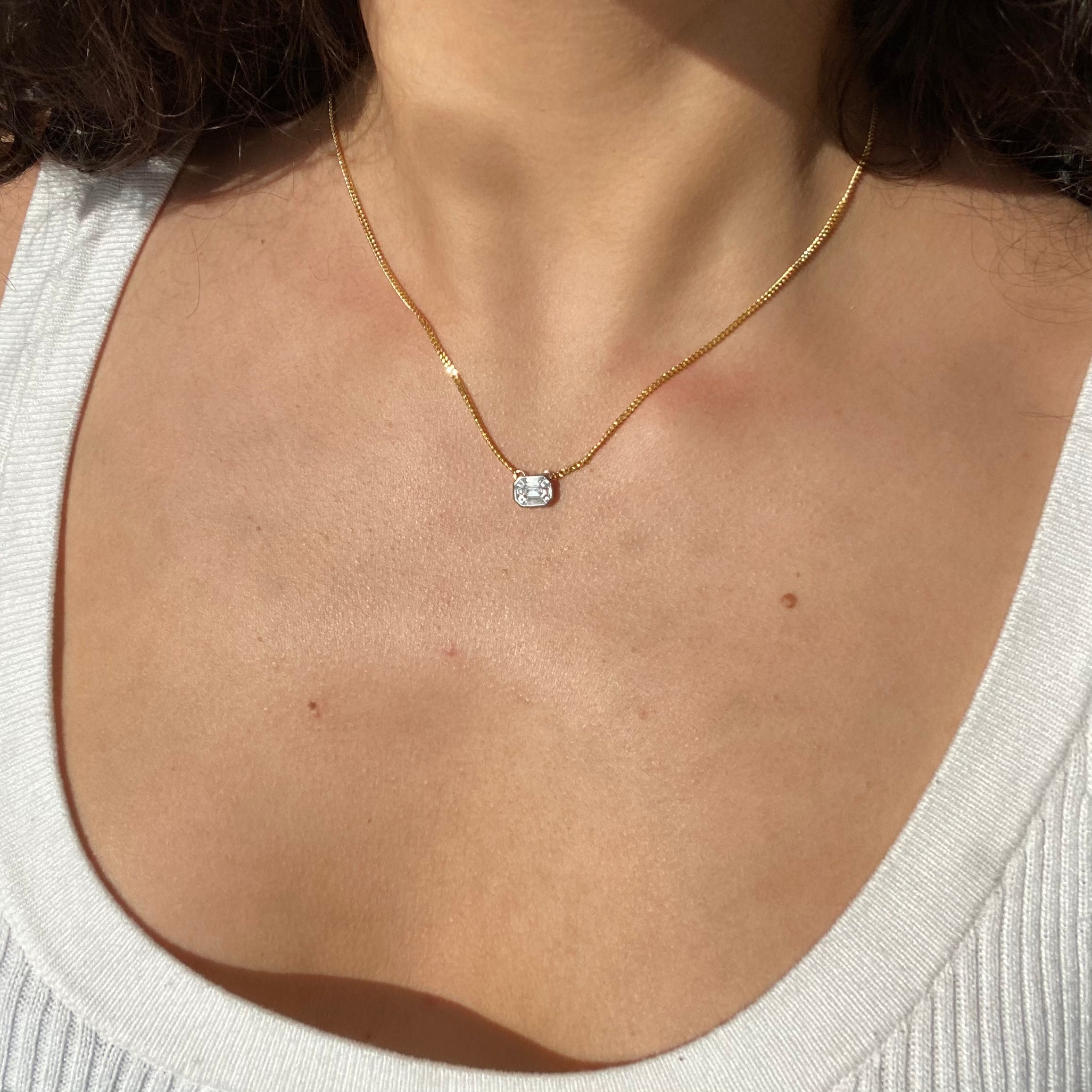 .55ctw Mosaic Step Cut Diamond Bezel Pendant