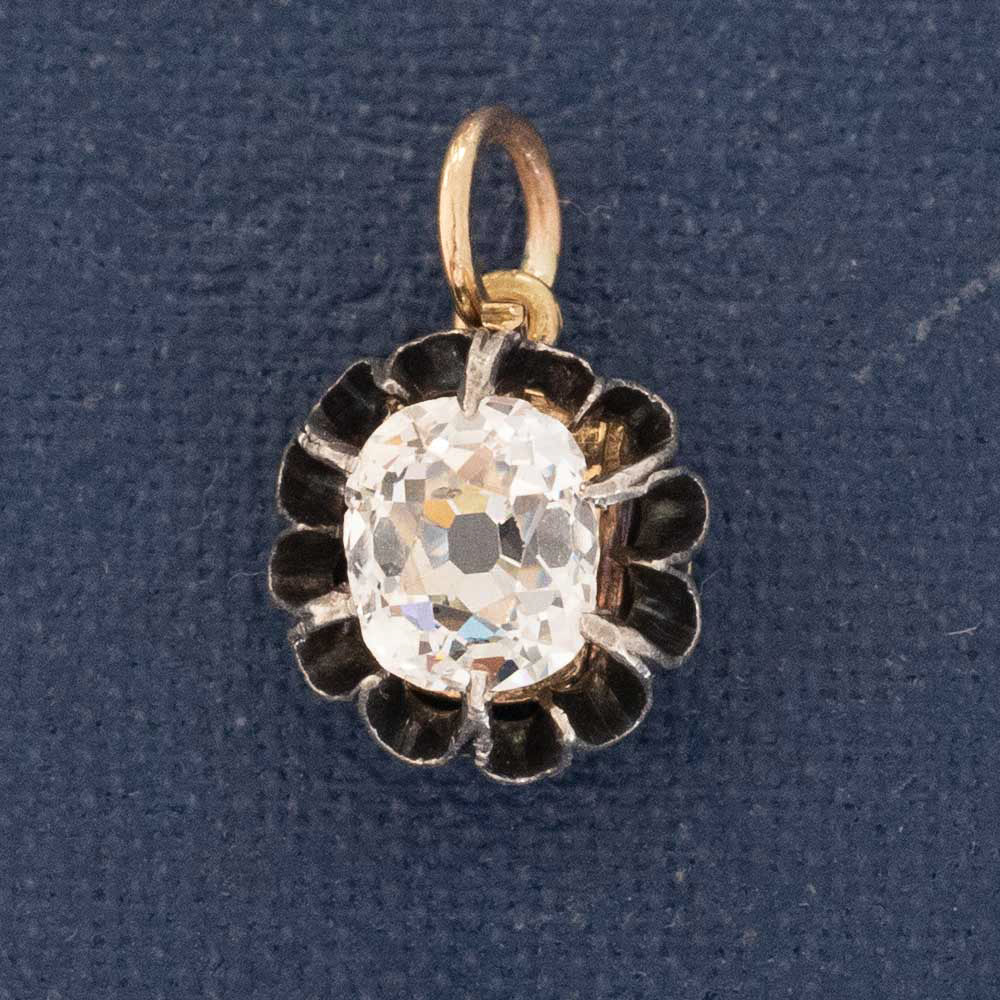 .80ct (est) Antique Elongated Old Mine Cut Diamond Collet Pendant/Charm
