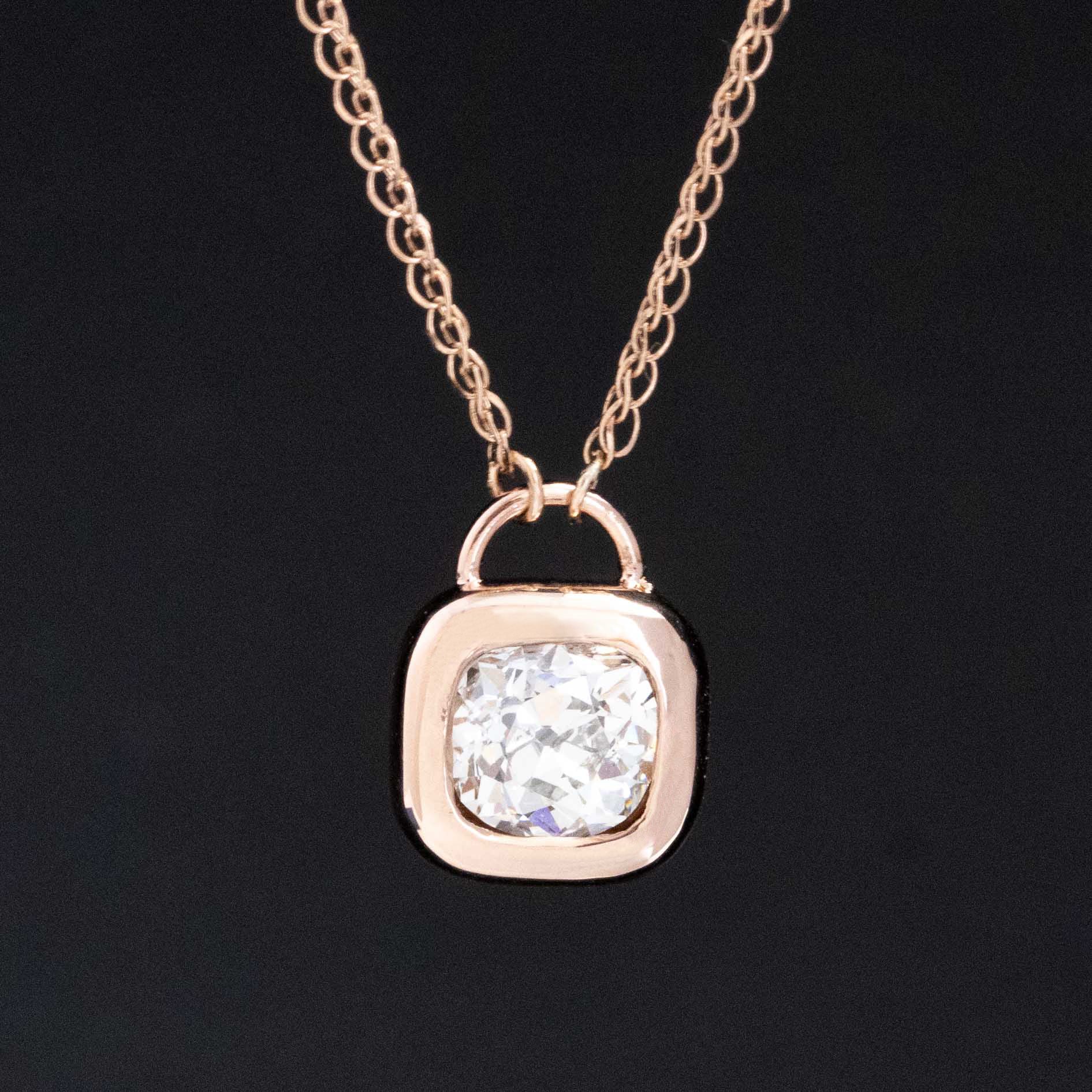 .80ct Old Mine Cut Diamond Bezel Pendant