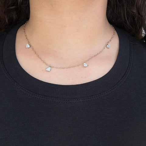 .80ctw Heart Step Cut Diamond Station Necklace