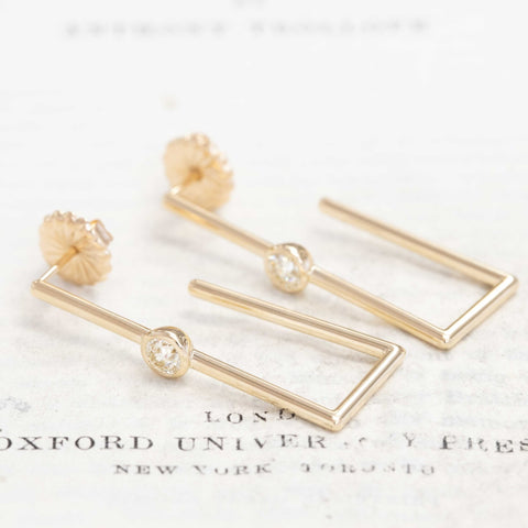 .80ctw Old European Cut Diamond Geometric Drop Hoops