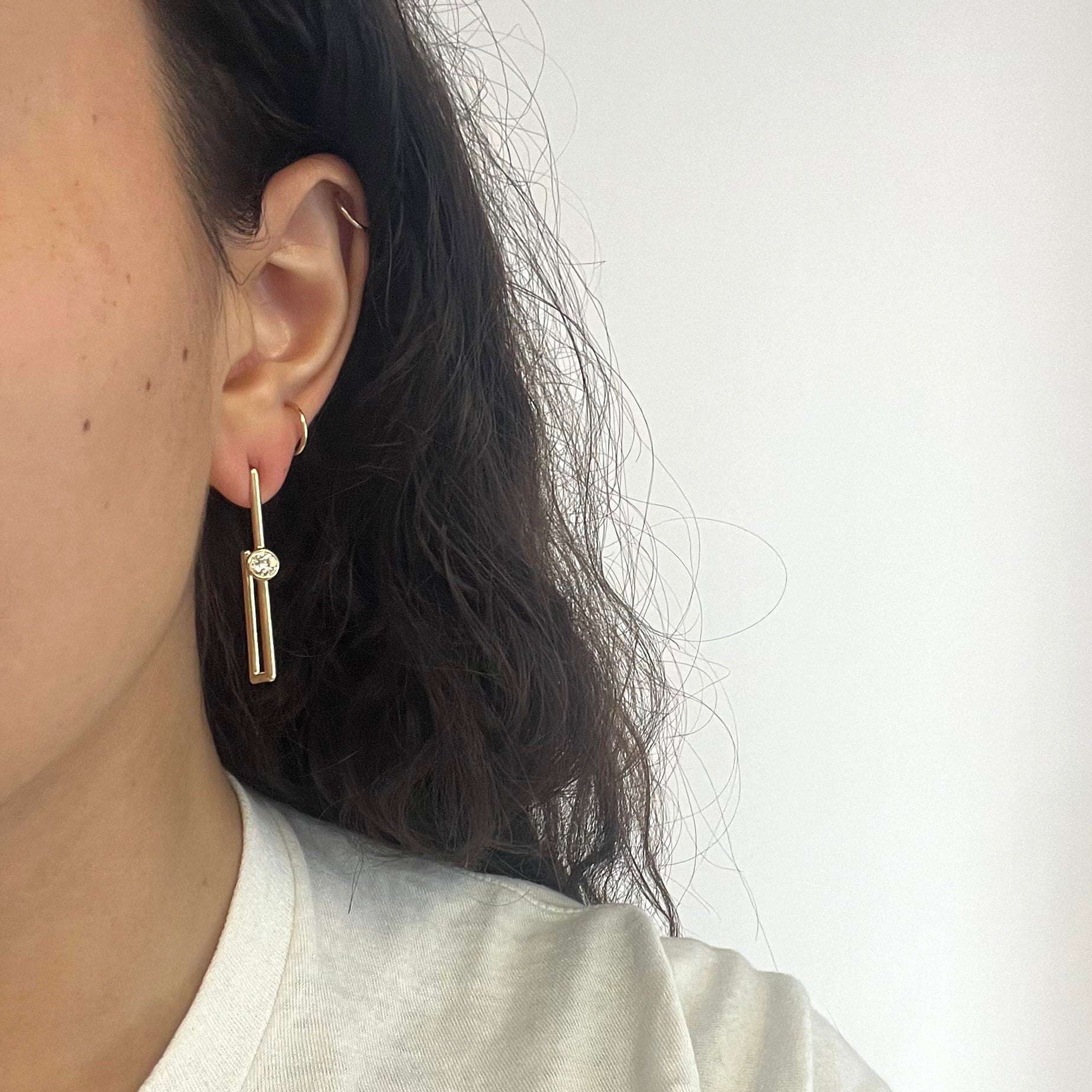 .80ctw Old European Cut Diamond Geometric Drop Hoops