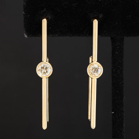 .80ctw Old European Cut Diamond Geometric Drop Hoops