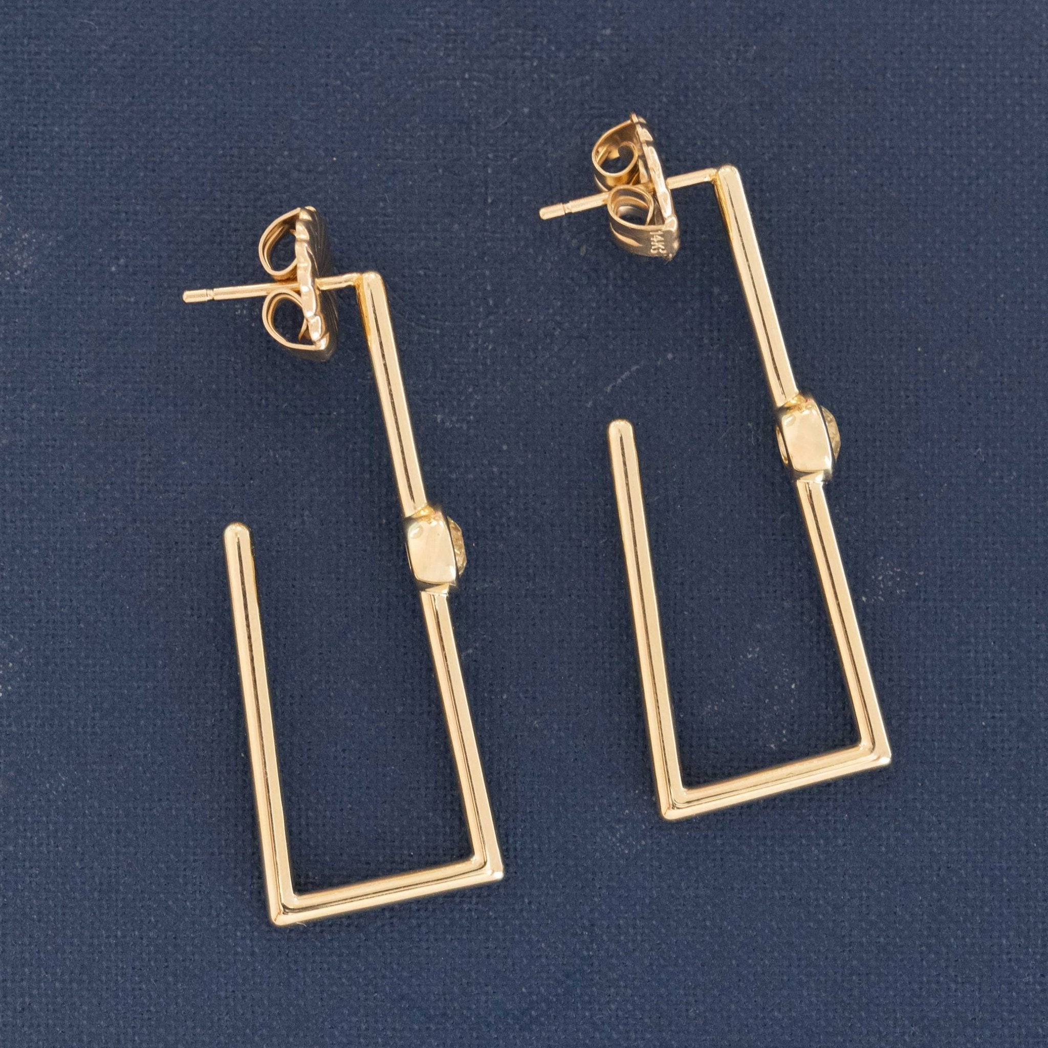 .80ctw Old European Cut Diamond Geometric Drop Hoops