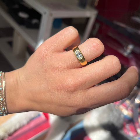 .81ct Elongated Cushion Cut Diamond Chunky Bezel Ring