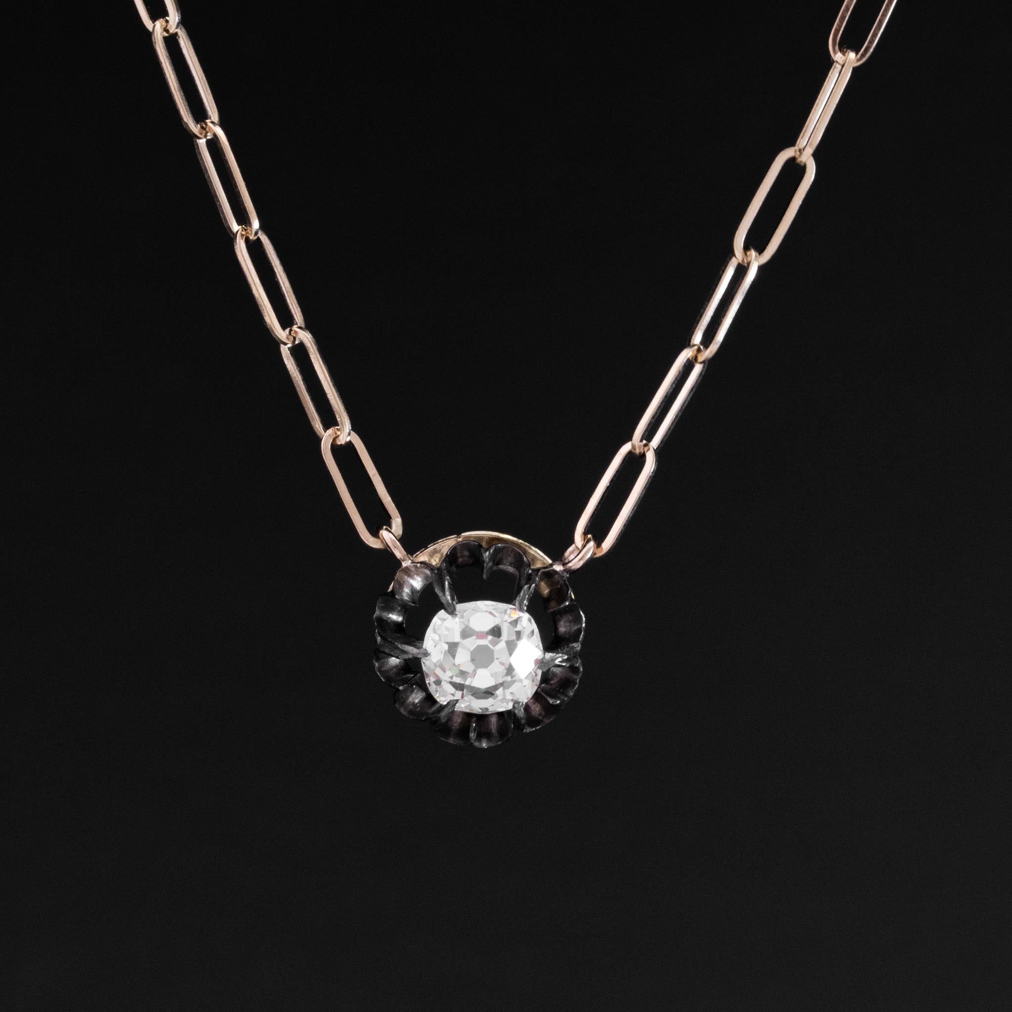 .81ct Old Mine Cut Diamond Victorian Buttercup Pendant