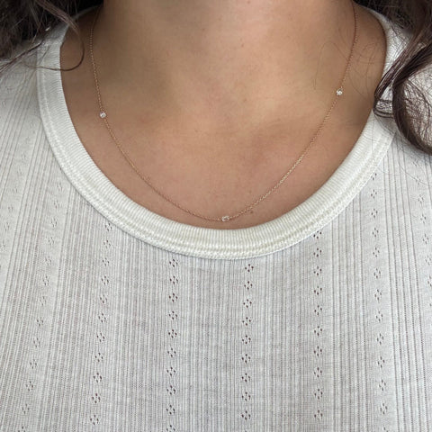 .81ctw Briolette Cut Diamond Station Necklace