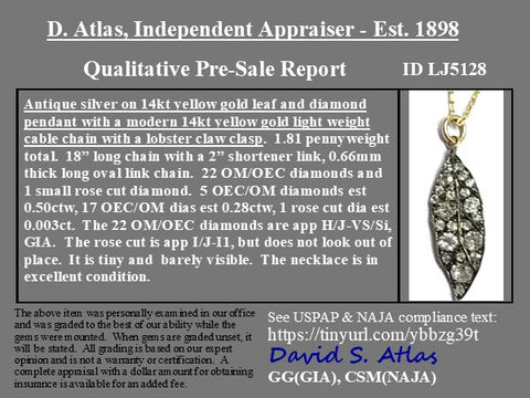 .81ctw Old Cut Diamond Leaf Component Pendant
