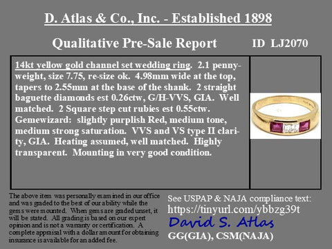 .81CTW RUBY & DIAMOND BAND, 14KT YELLOW GOLD