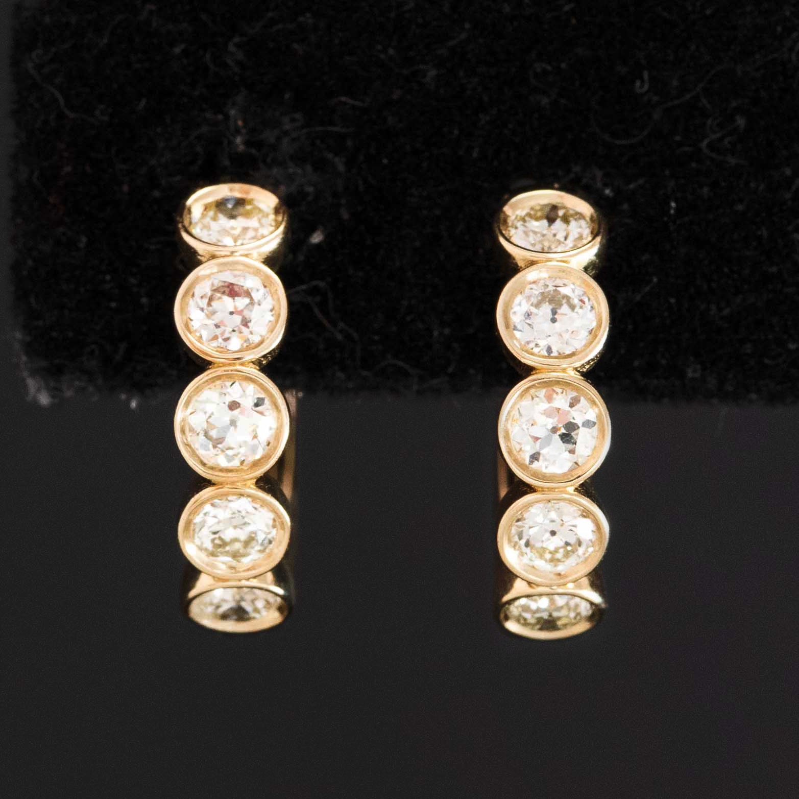 .82ctw Old European Cut Diamond Bezel Hoop Huggies