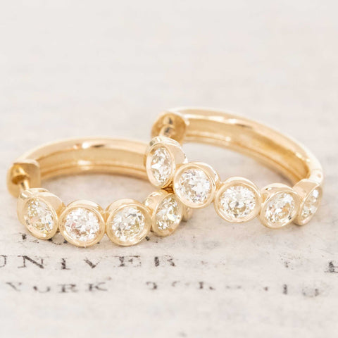 .82ctw Old European Cut Diamond Bezel Hoop Huggies