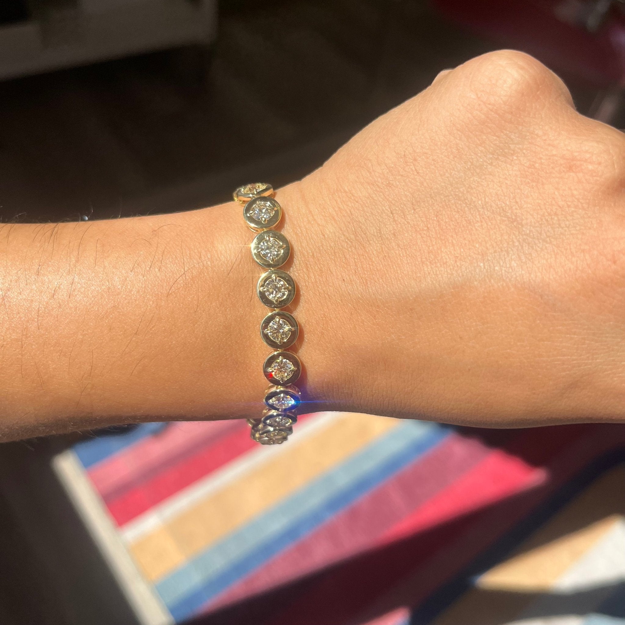 8.36ctw Old European Cut Diamond Compass Bezel Bracelet