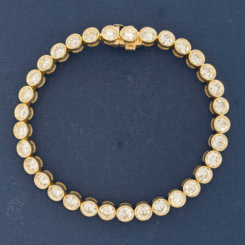 8.37ctw Old European Cut Diamond Bezel Tennis Bracelet in 18kt Yellow Gold