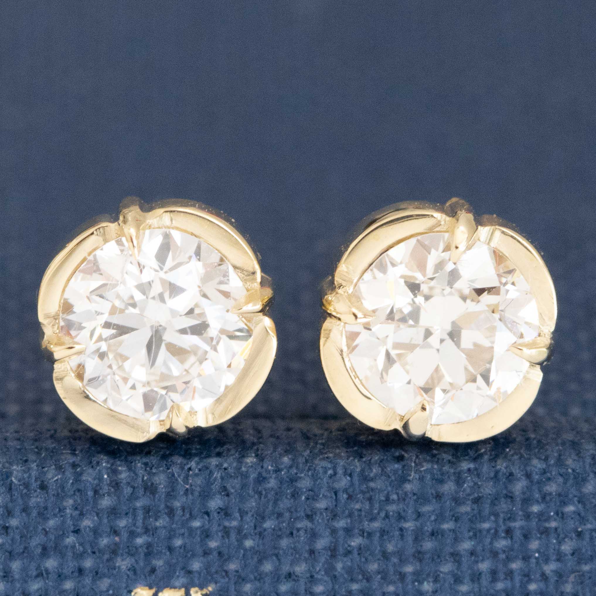 .83ctw Old European Cut Diamond Clover Stud Earrings