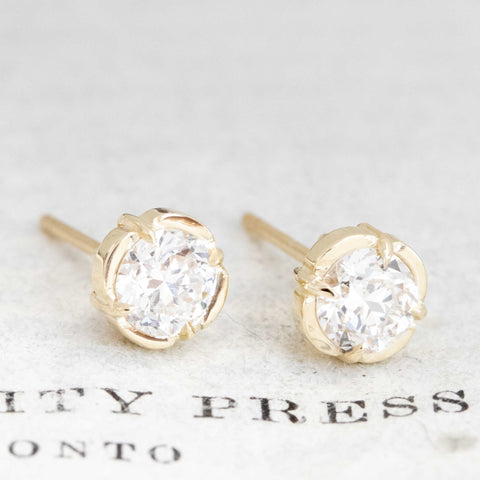 .83ctw Old European Cut Diamond Clover Stud Earrings