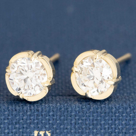 .83ctw Old European Cut Diamond Clover Stud Earrings