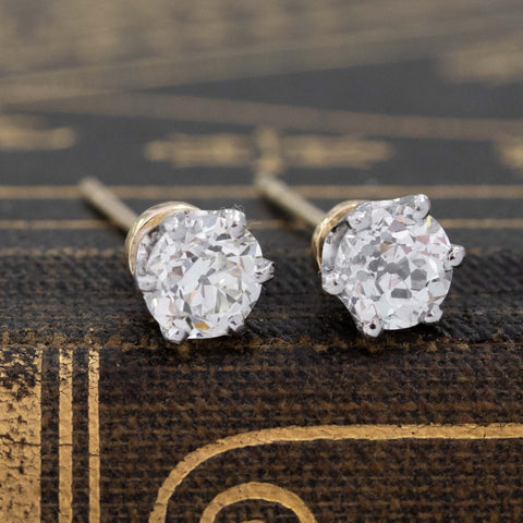 .83ctw Old European Cut Diamond Stud Earrings