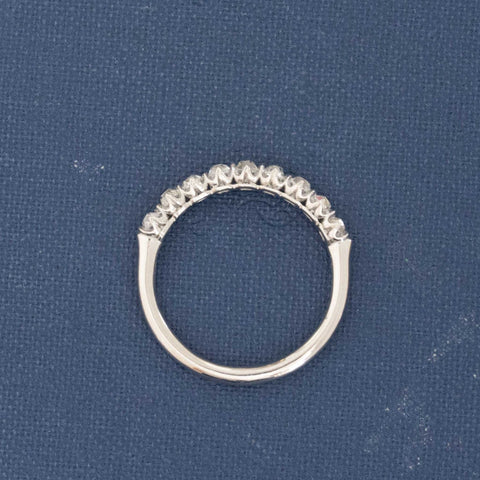 Side view of .83ctw Petite Old Mine Cut Diamond Half-Hoop Band, natural Earth-mined Old Mine Cut Diamonds in platinum