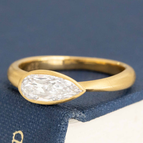 .84ct Pear Cut Diamond Bezel Solitaire, GIA F SI2