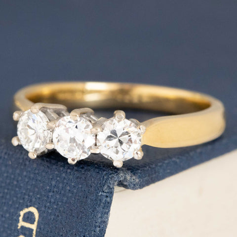 .84ctw Antique Old European Cut Diamond Trilogy Ring, English