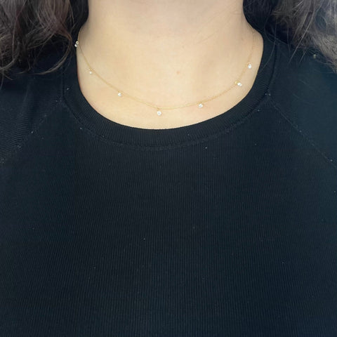 .84ctw Briolette Cut Diamond Drop Station Necklace