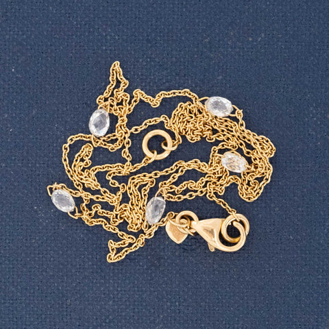 .84ctw Briolette Cut Diamond Station Necklace