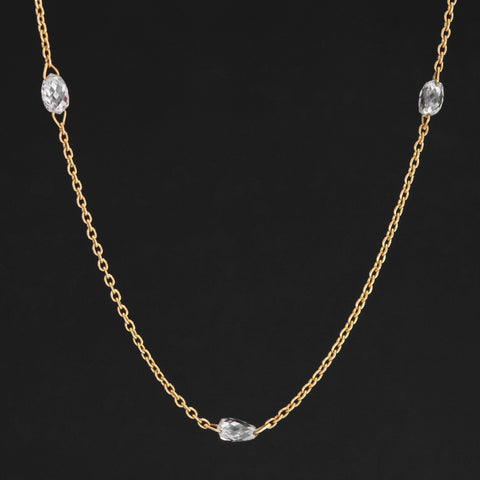 0.84ctw briolette diamond station necklace in 18kt yellow gold