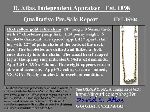 .84ctw Briolette Cut Diamond Station Necklace