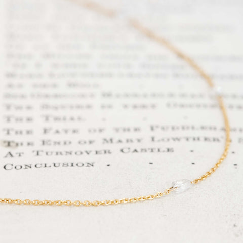 .84ctw Briolette Cut Diamond Station Necklace