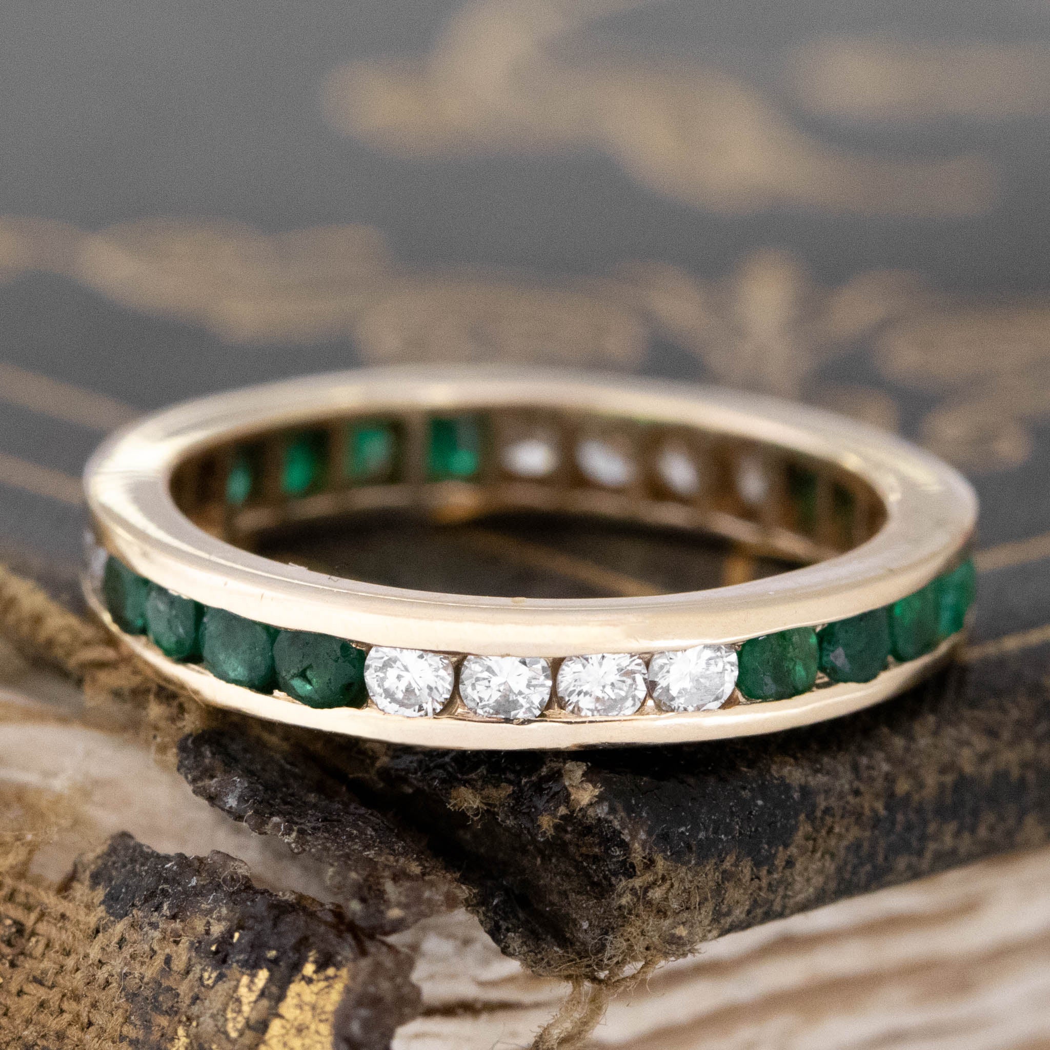 .84ctw Diamond & Emerald Eternity Band