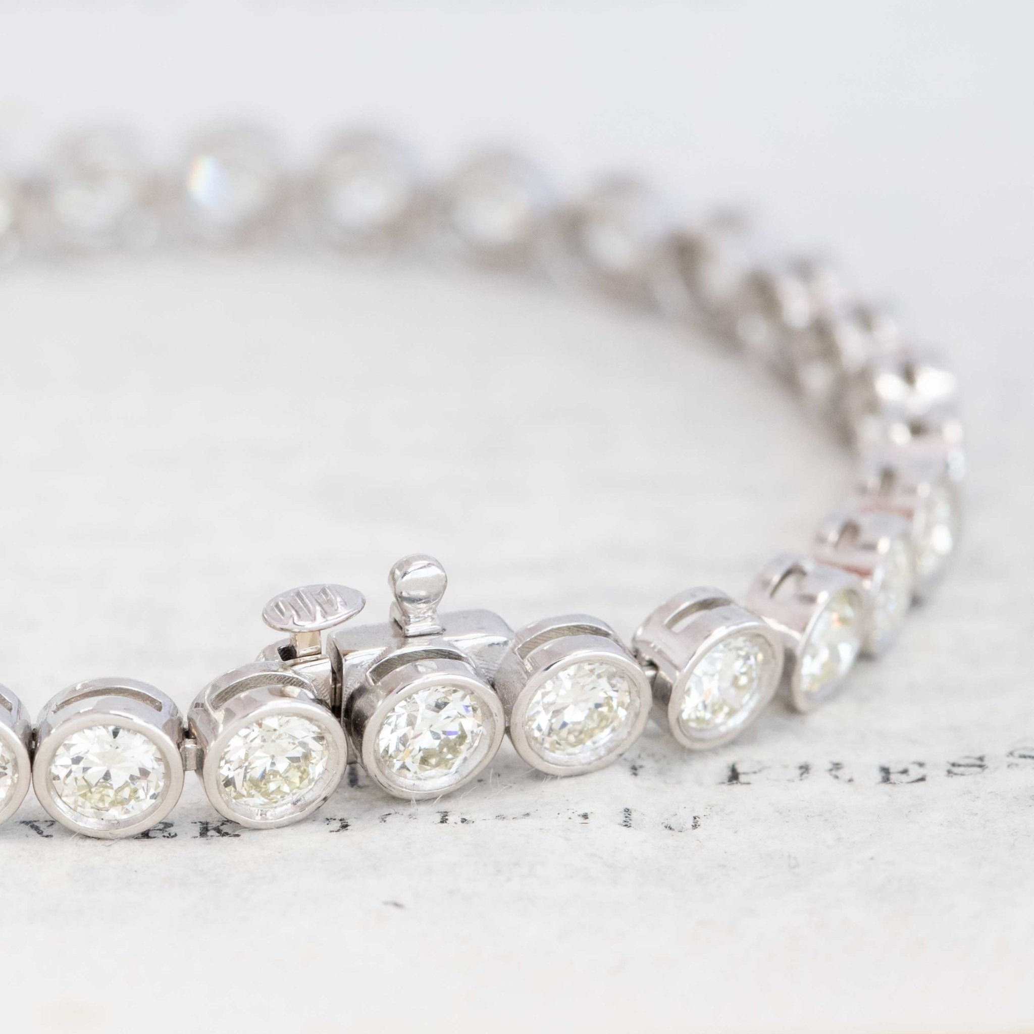 8.54 ctw old European cut diamond bezel tennis bracelet