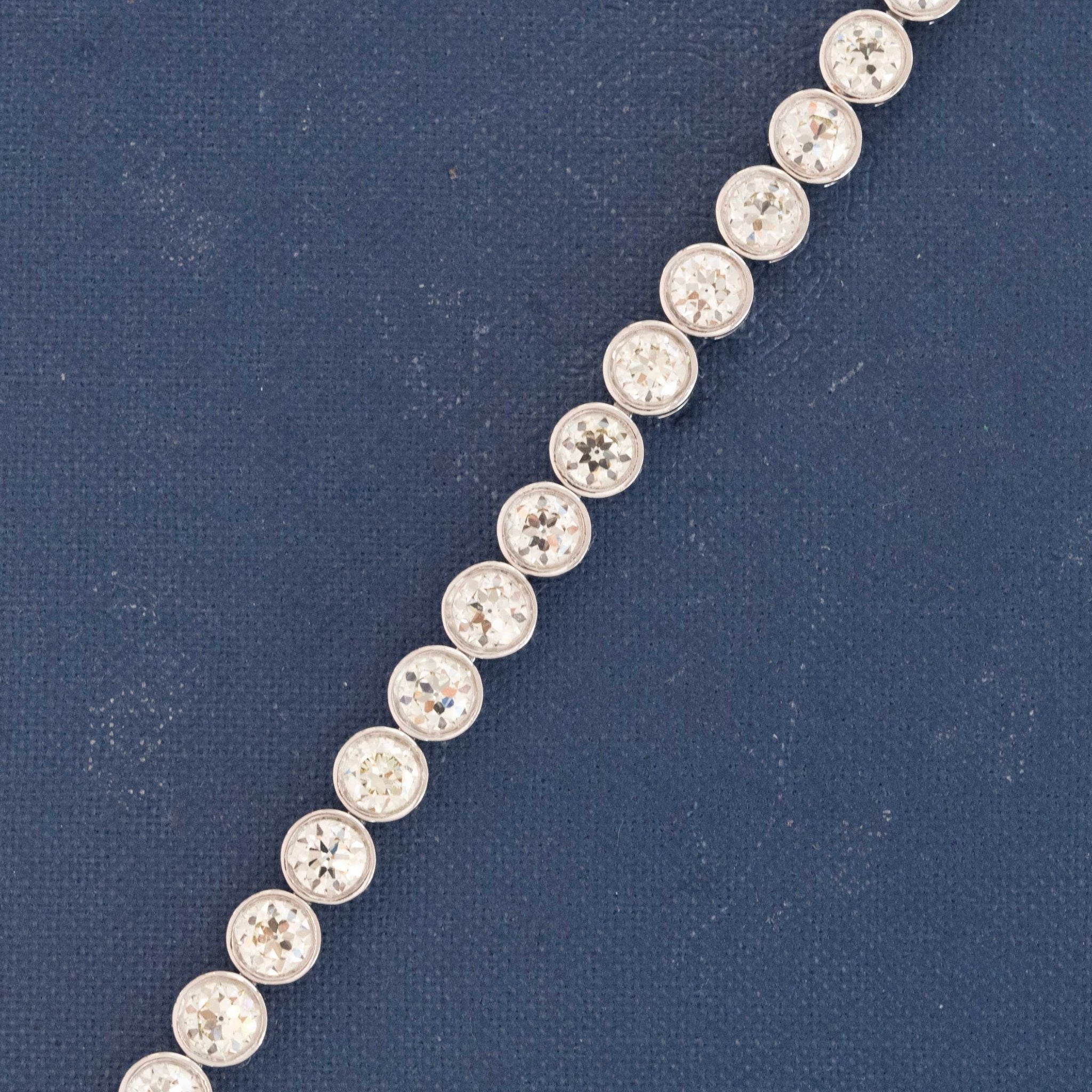 Old European cut diamond bracelet in bezel setting