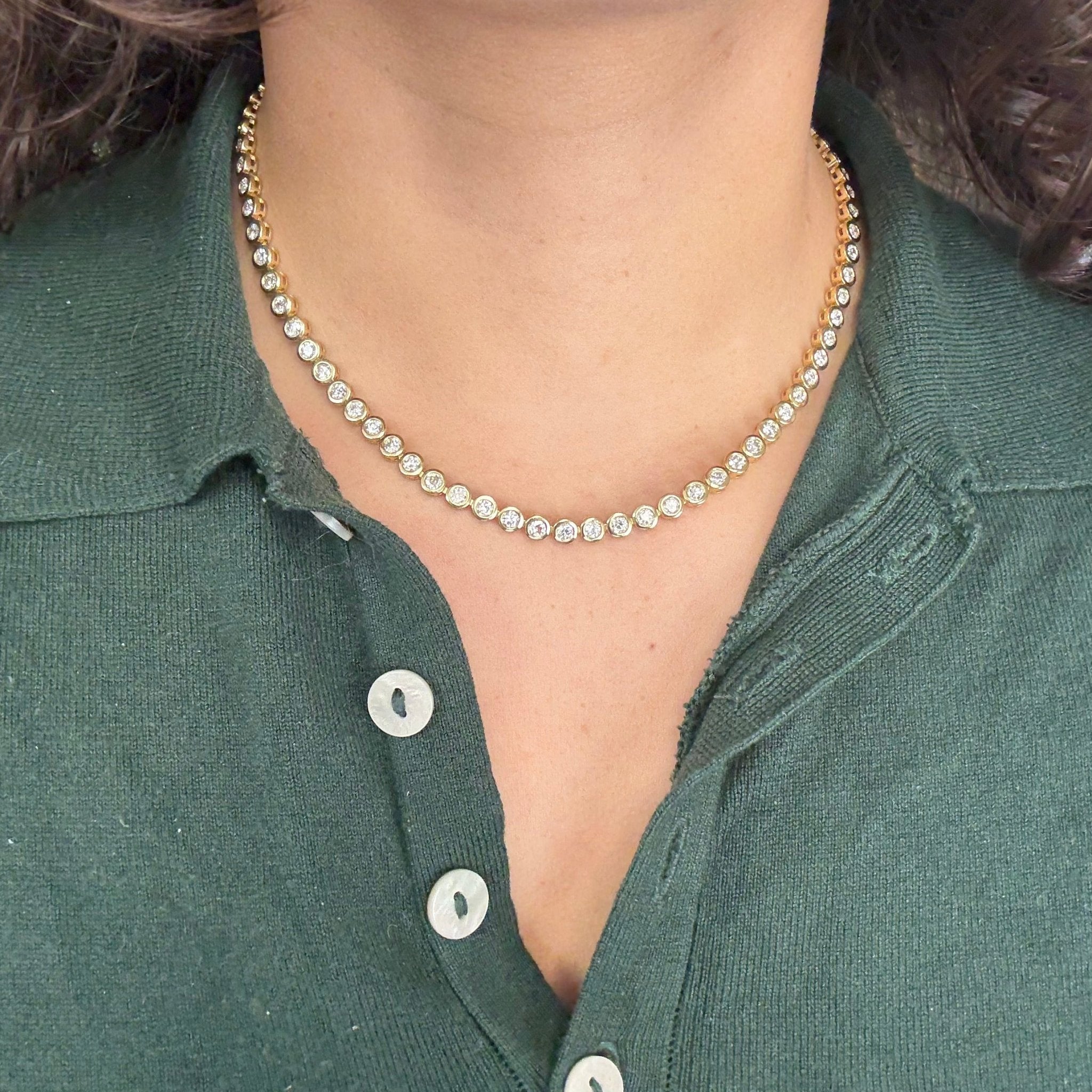 8.56ctw Old European Cut Diamond Bezel Tennis Necklace