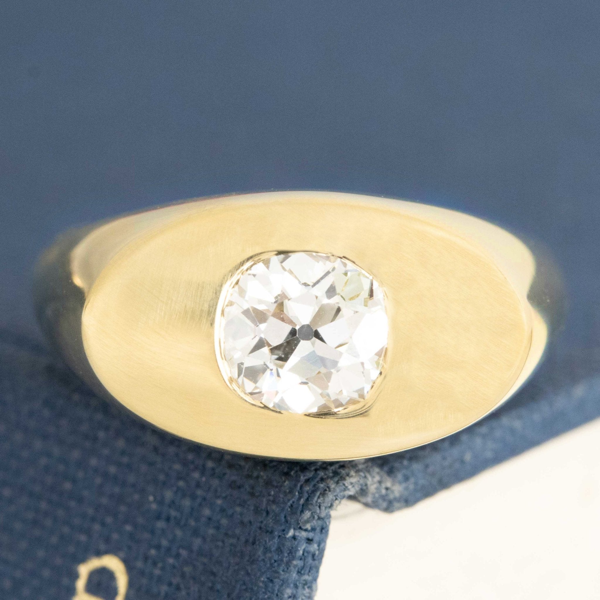 .85ct Old Mine Cut Diamond Signet Ring