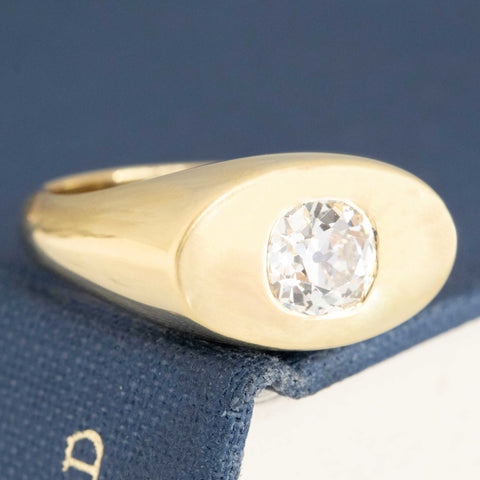 .85ct Old Mine Cut Diamond Signet Ring
