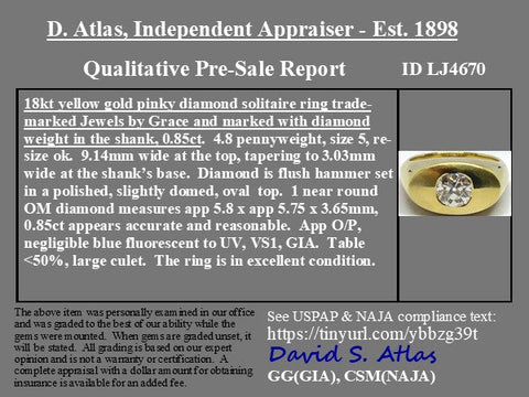 .85ct Old Mine Cut Diamond Signet Ring