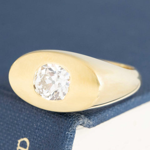 .85ct Old Mine Cut Diamond Signet Ring