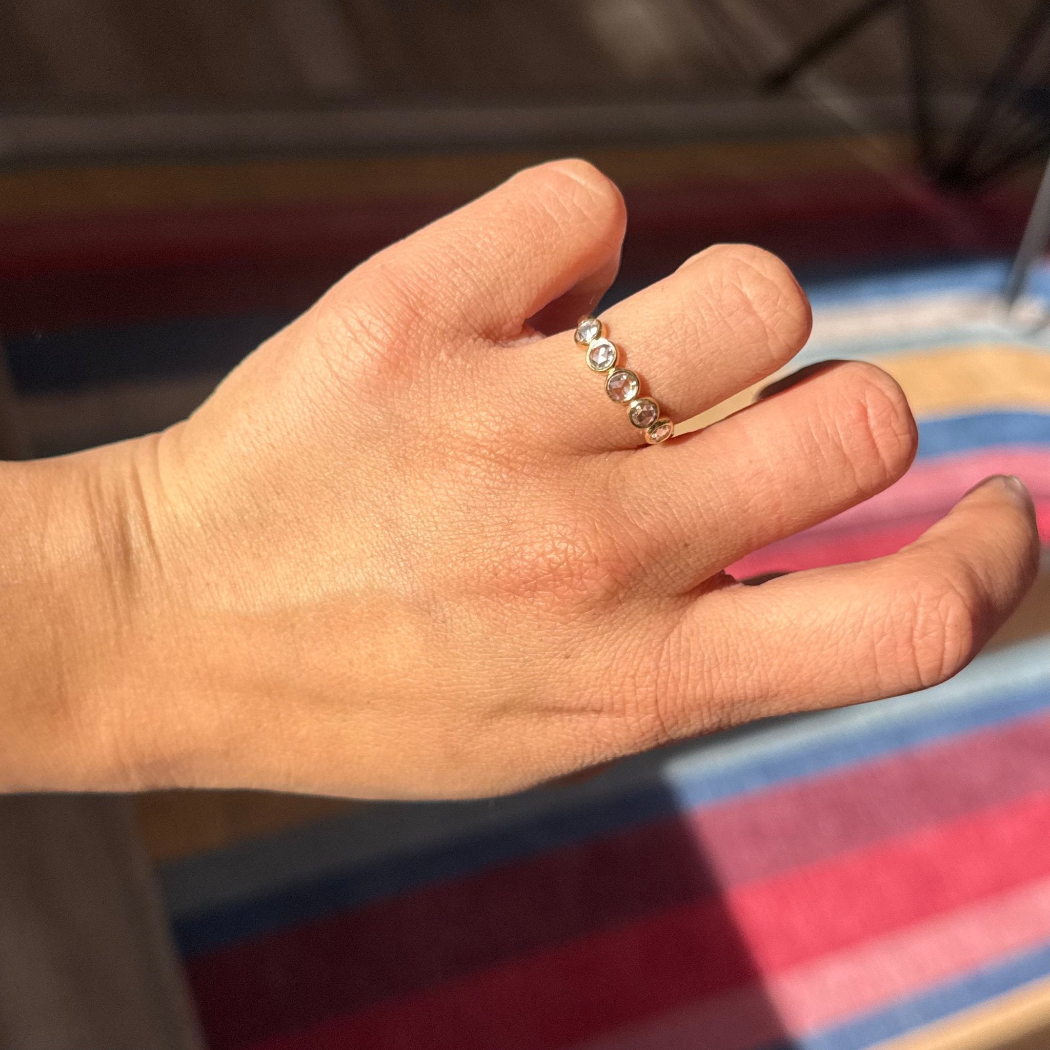 .85ctw Rose Cut Diamond 5-Stone Bezel Band